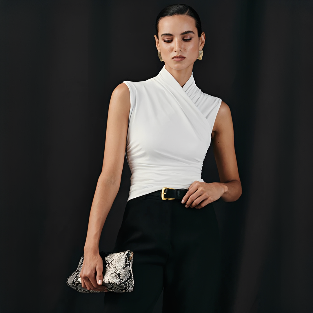 Mireya - Chic Cross Neck Top