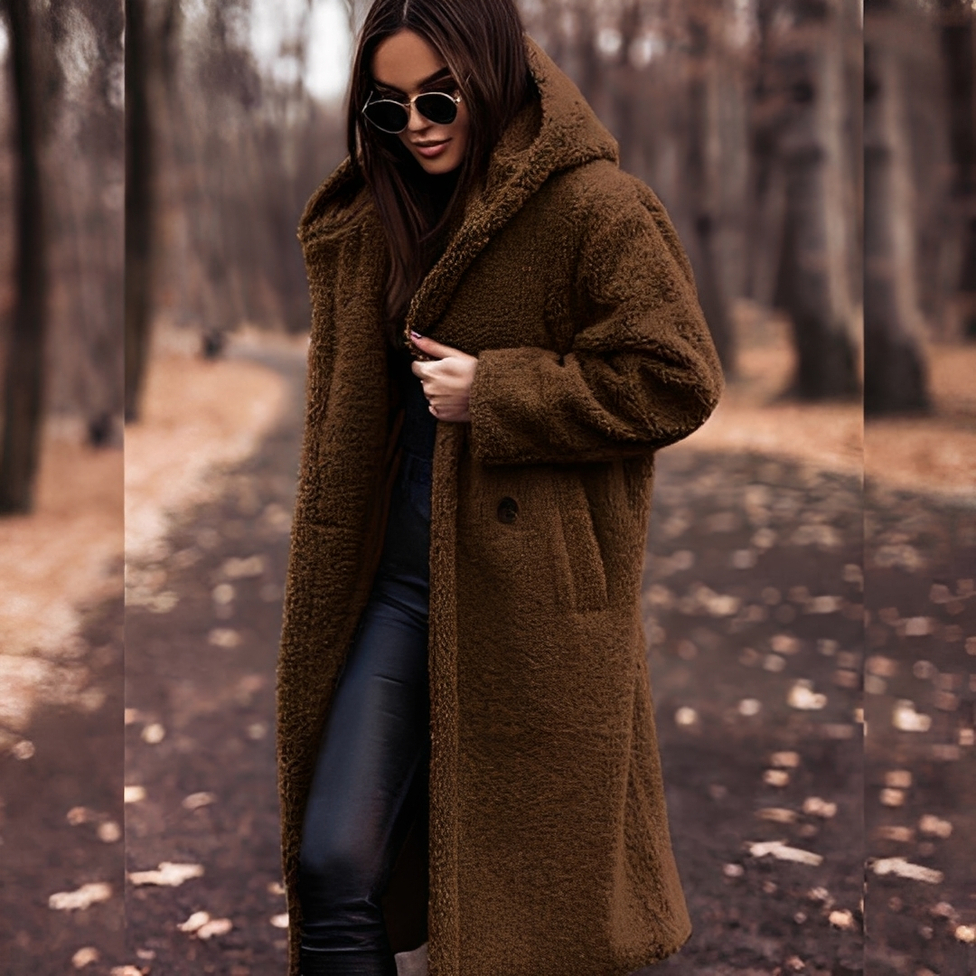 Lucette - Winter coat with faux fur hood for women