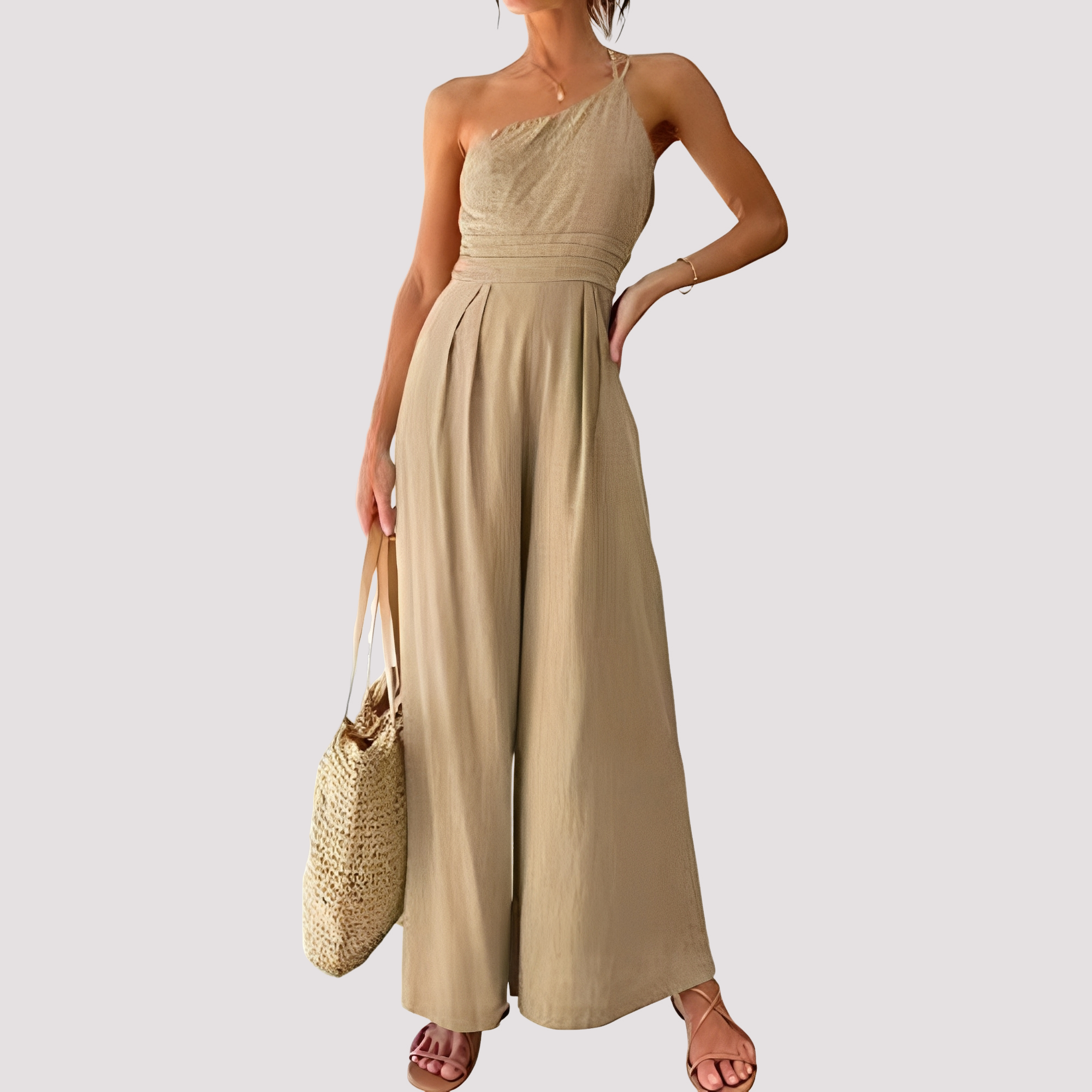 Carla - Trendy one-shoulder wide-leg women's jumpsuit