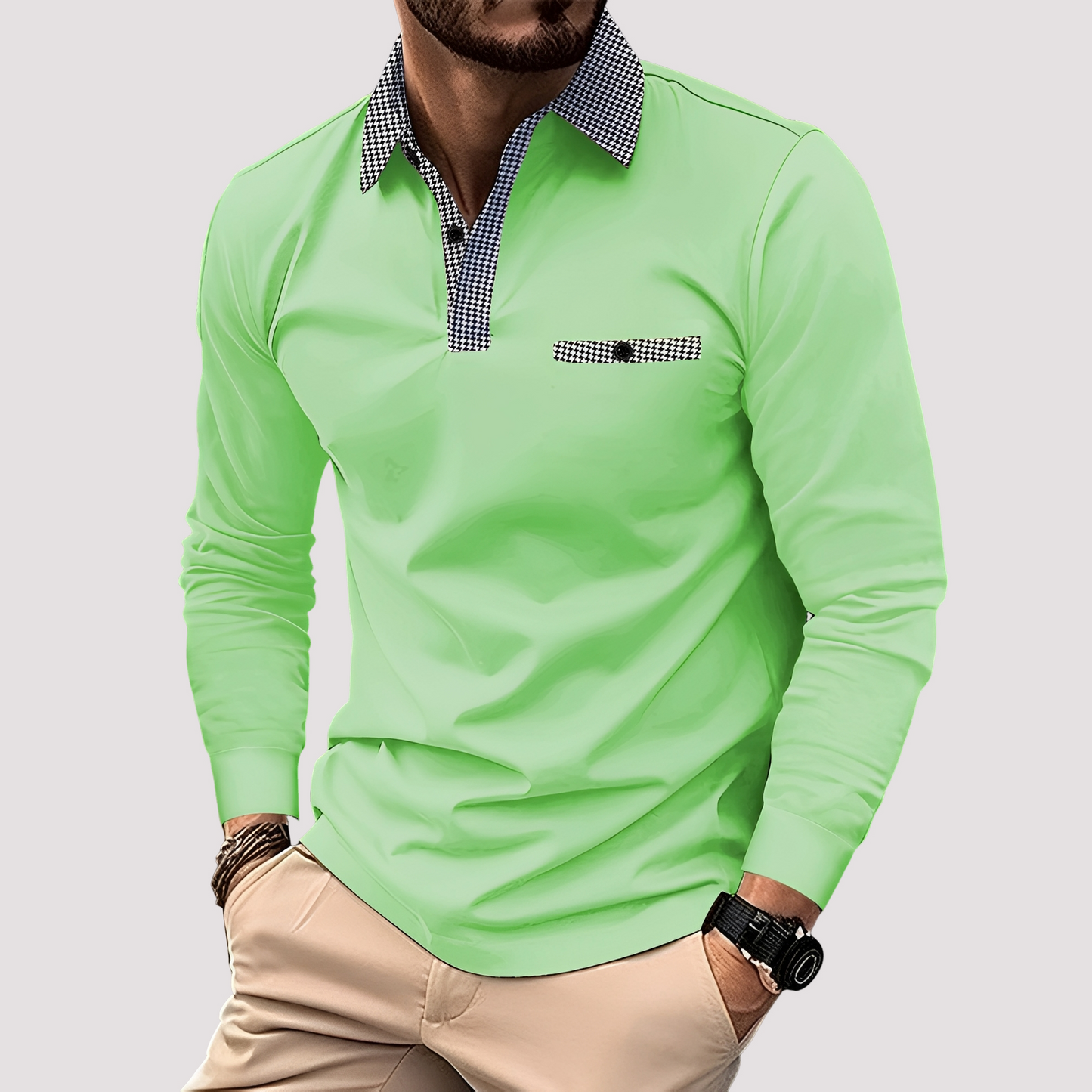 Aidan - Men's stylish long-sleeve polo shirt