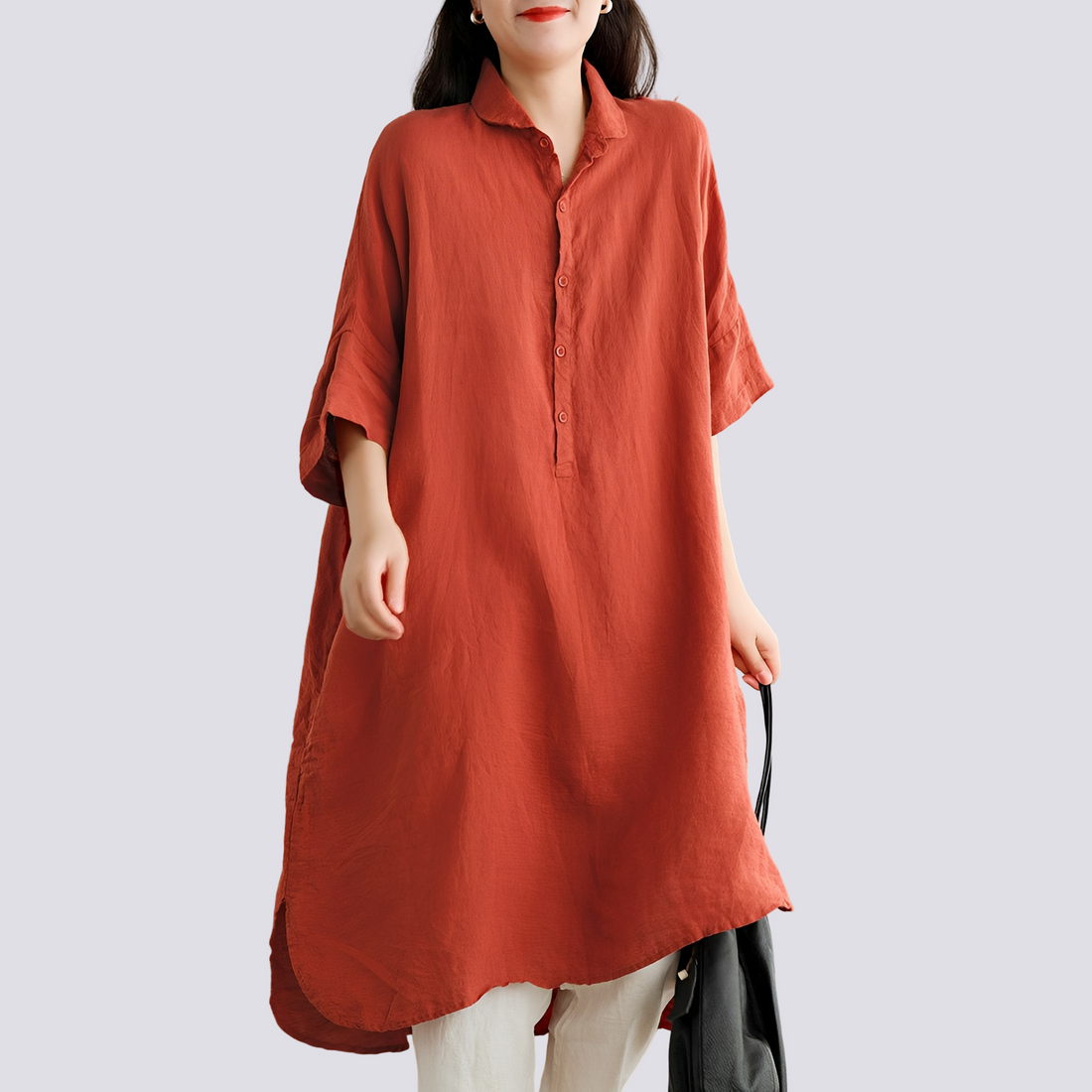 Deborah - Relaxed, loose-fitting women's shirt dress
