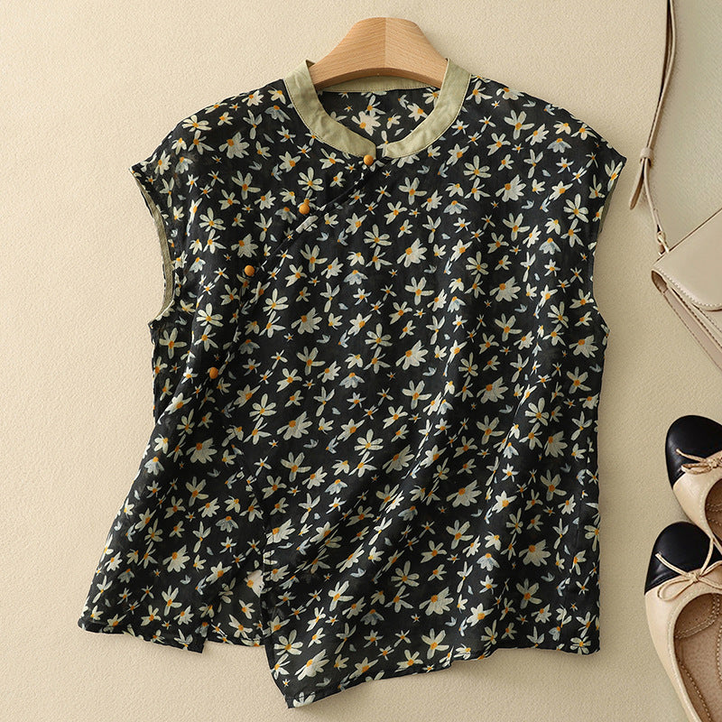 Diana - Sleeveless Floral Design Top