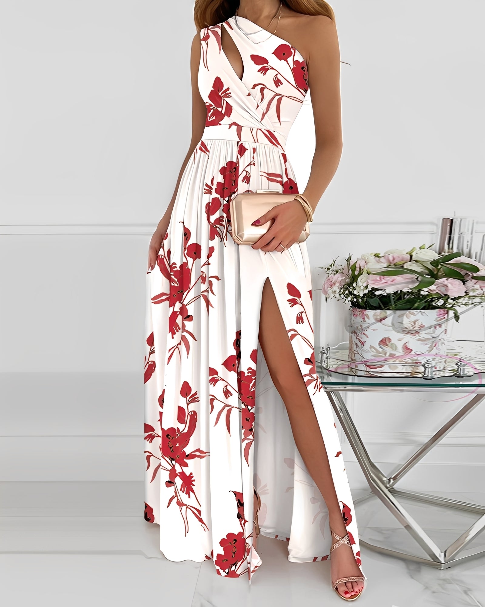 Jasmin - Fashionable single-strap women's maxi dress