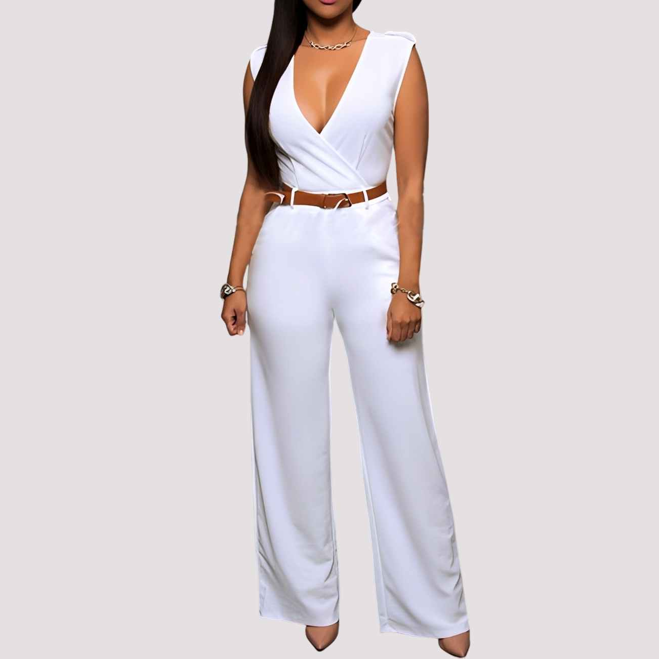 Esther - Women's elegant jumpsuit with a belt