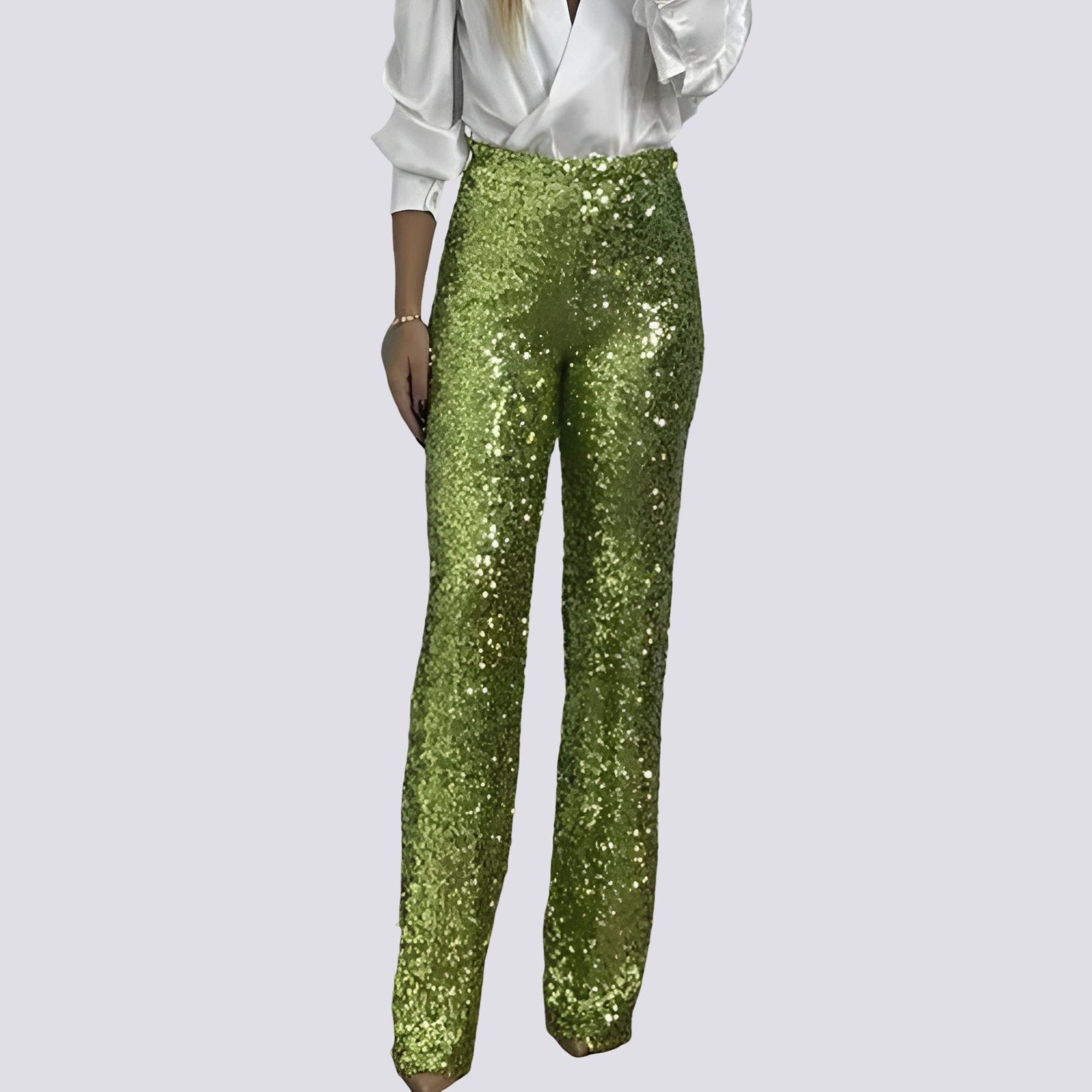 Mandy - High-Waist Sequined Pants