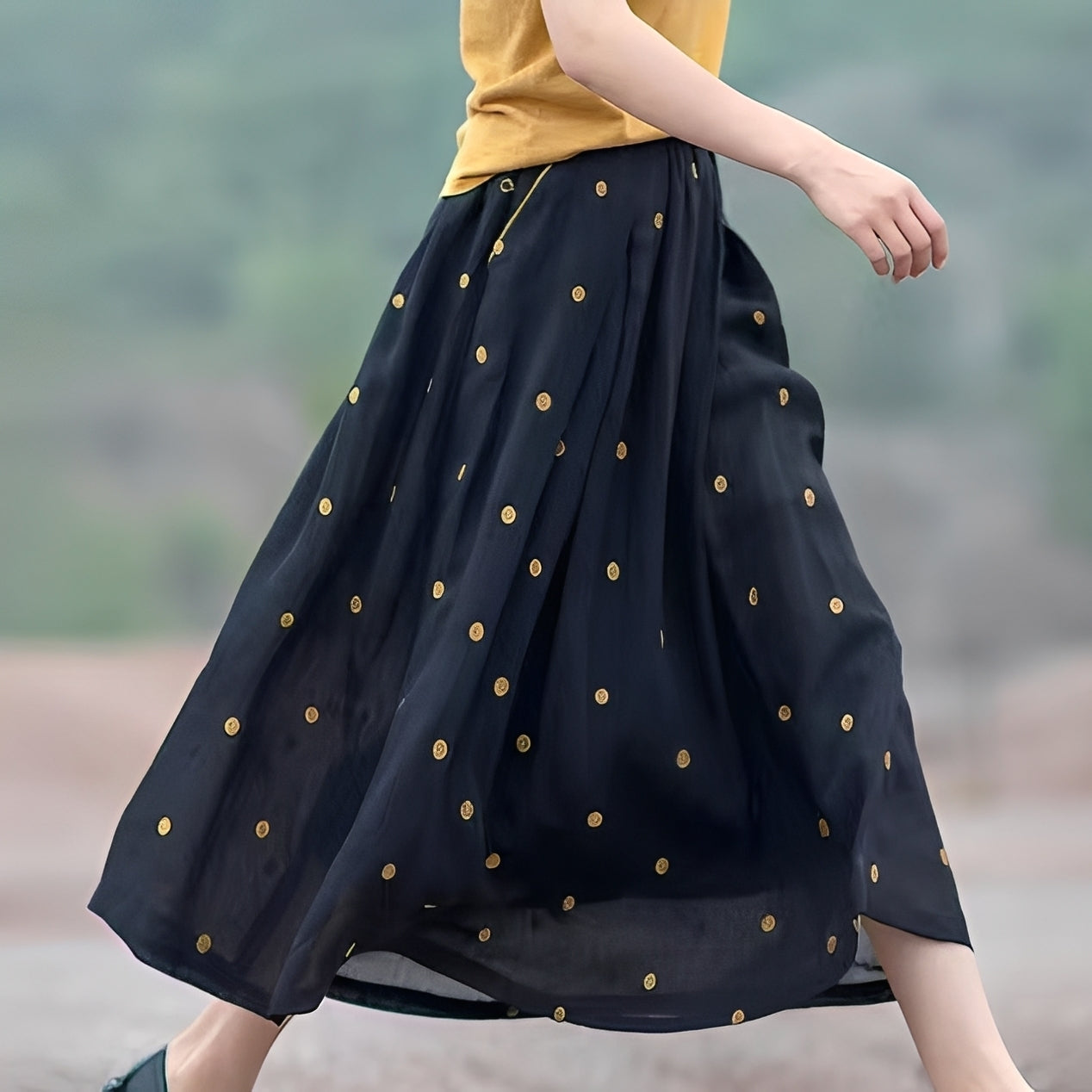 Thea - Women's Casual Skirt with Polka Dots