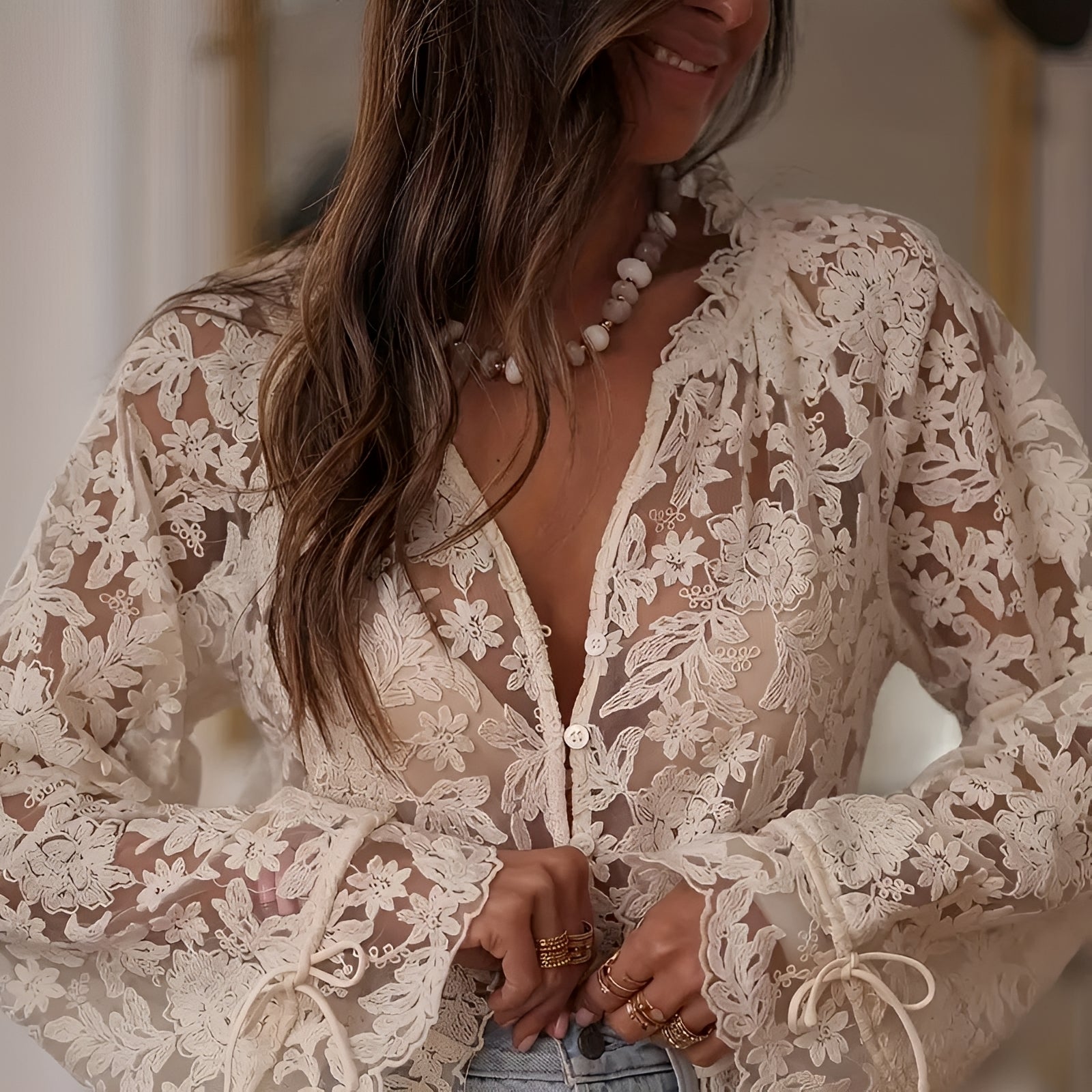 Alexia - Elegant Floral Embroidered Top