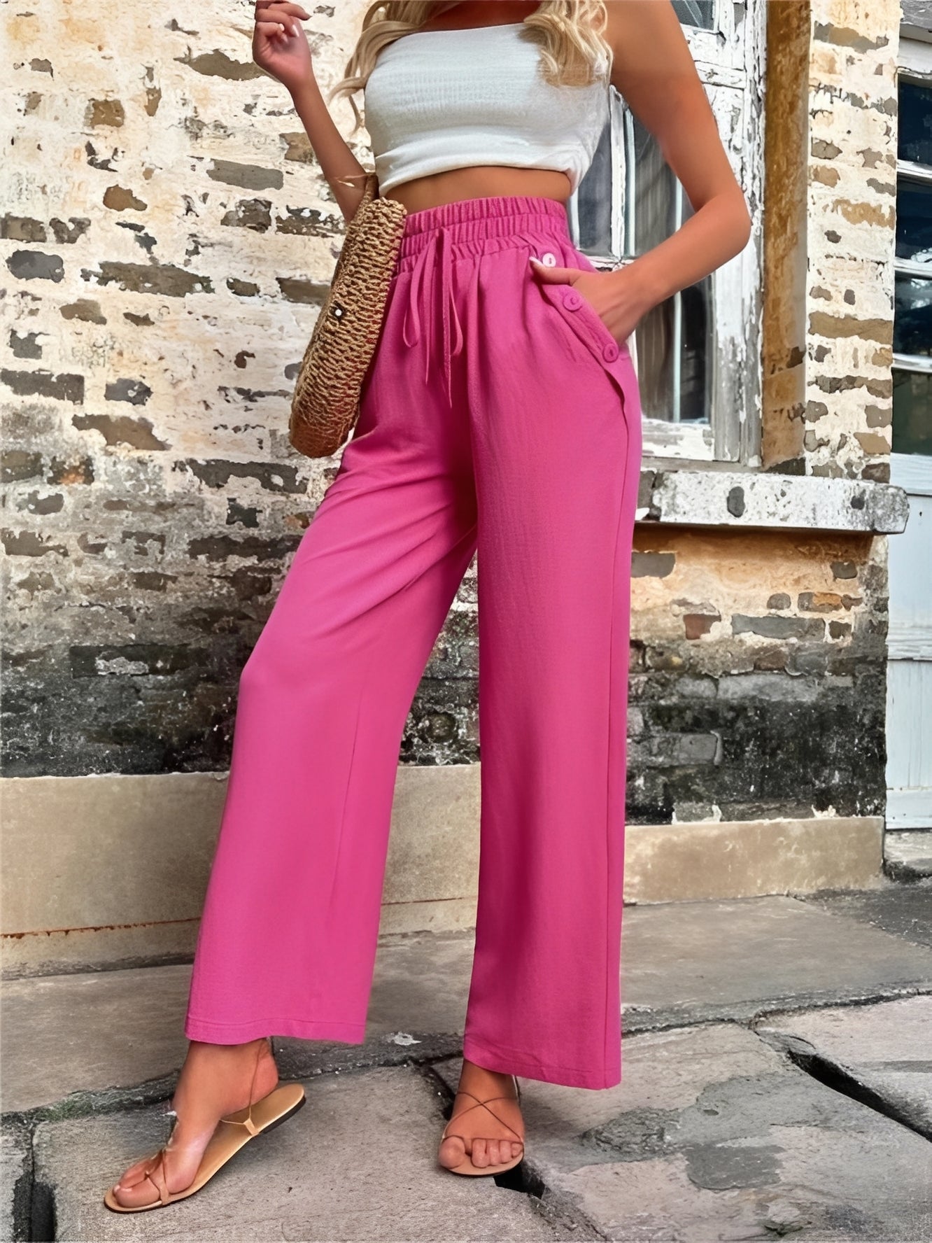 Allie - Trendy, loose high-waisted women's pants