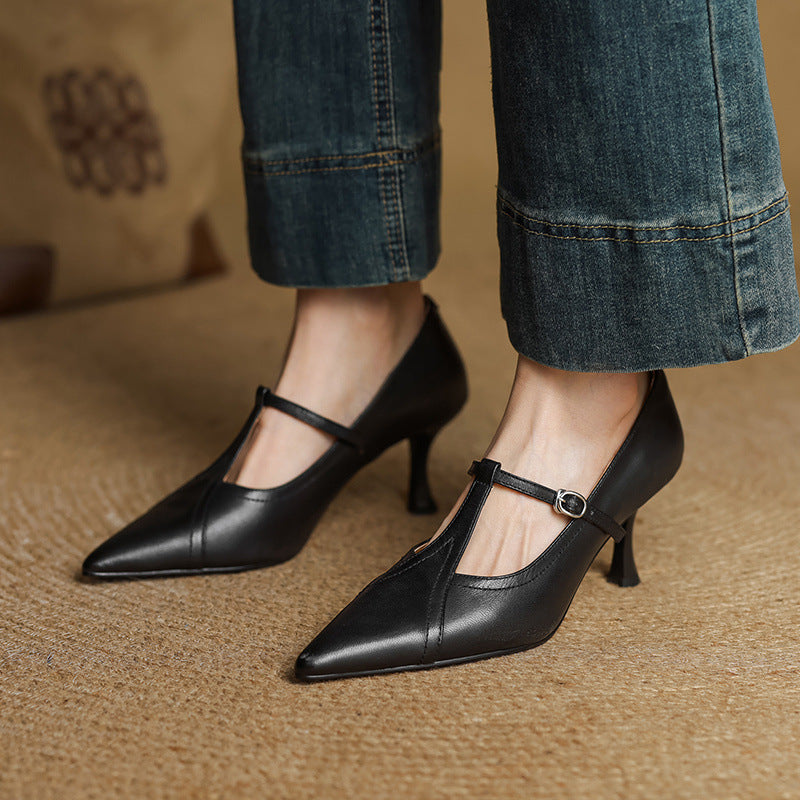 Ellis - Contemporary Stiletto Heels with T-Buckle