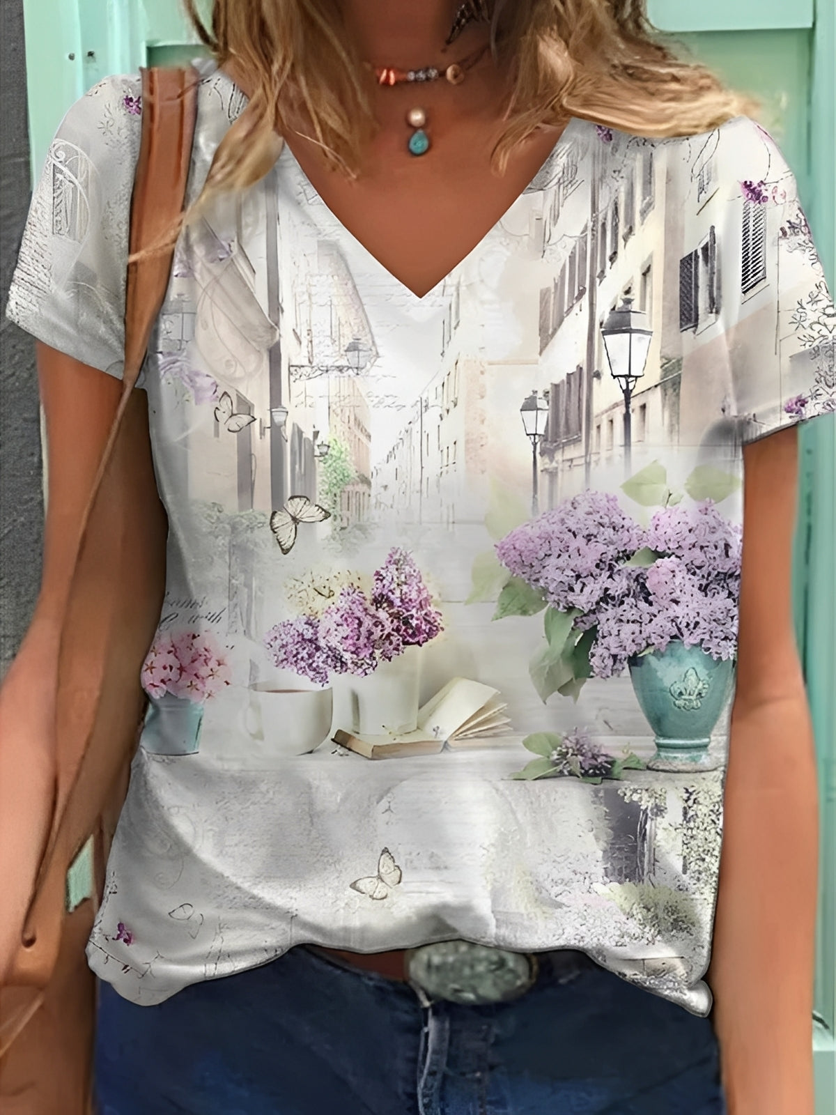 Niki - Trendy women's floral print blouse