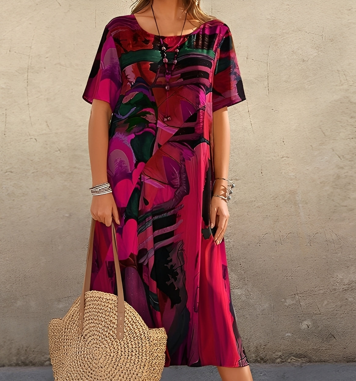Alexa - Women's casual dress with a chic print and relaxed fit