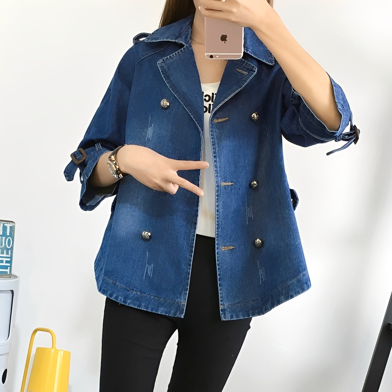 Faye - Trendy Cape Jacket in Denim