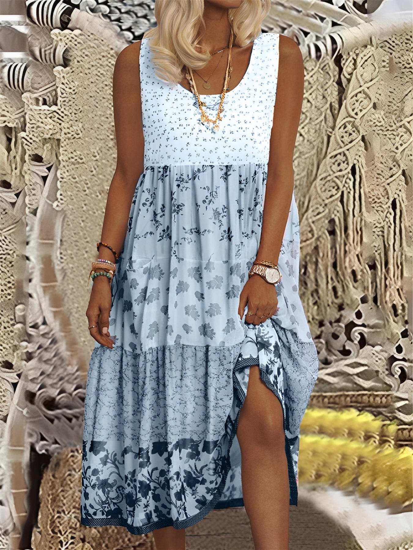 Nancy - Chic Boho Midi Dress