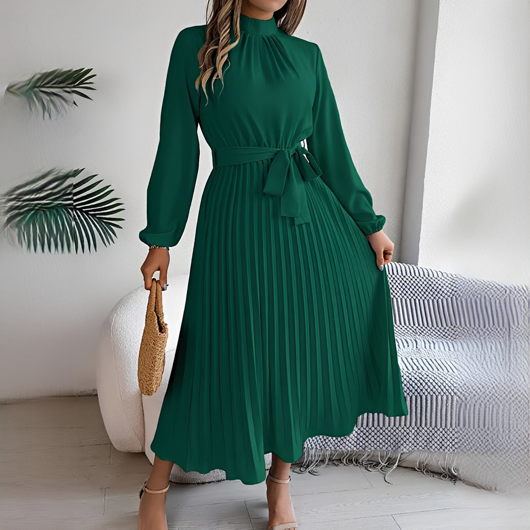 Jessy - Long sleeve pleated dress for women