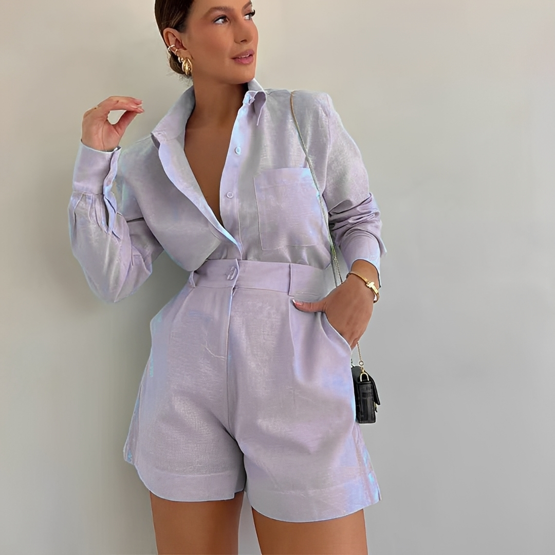 Yasin - Loose Shorts and Long Sleeve Top Set