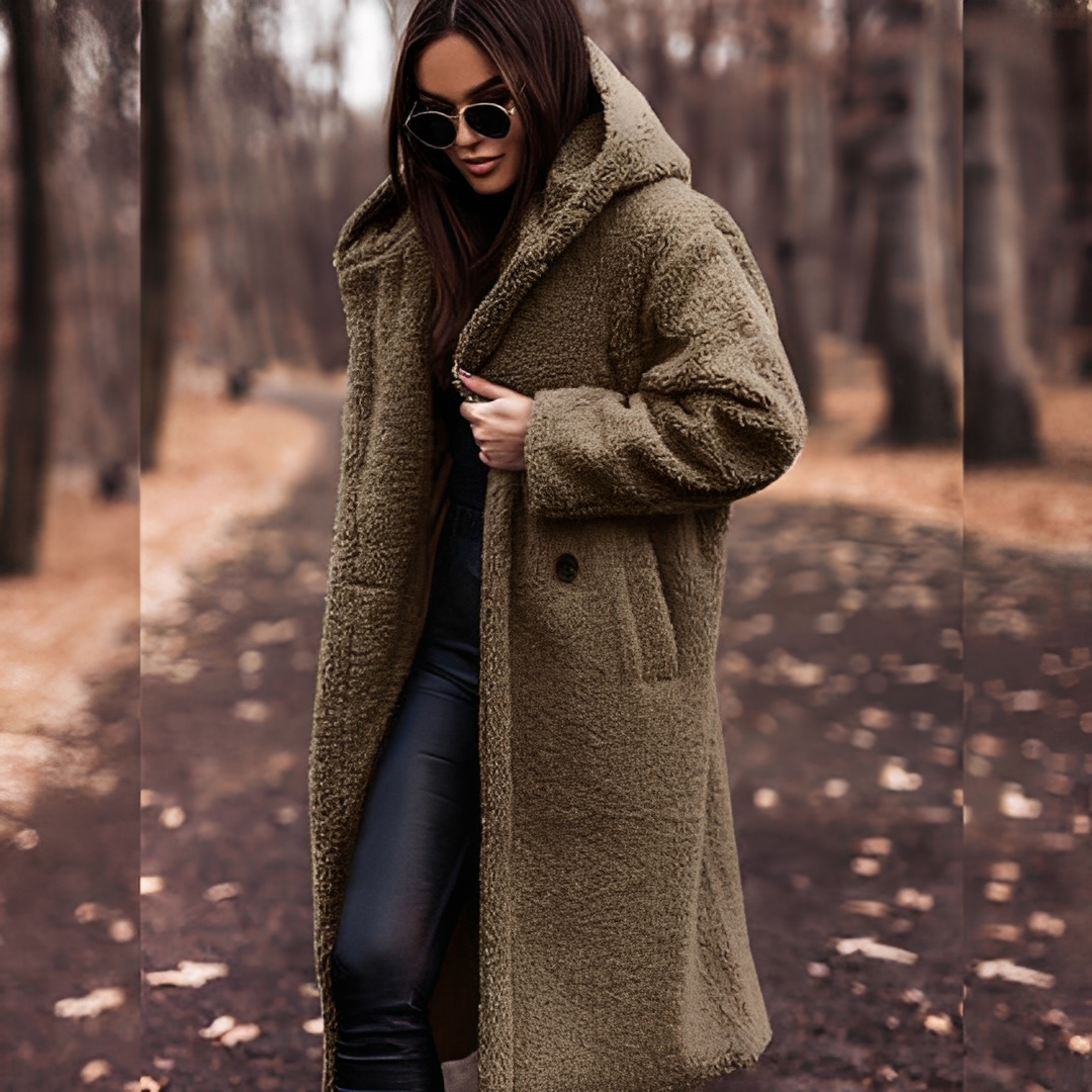Lucette - Winter coat with faux fur hood for women