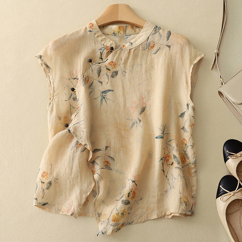 Diana - Sleeveless Floral Design Top