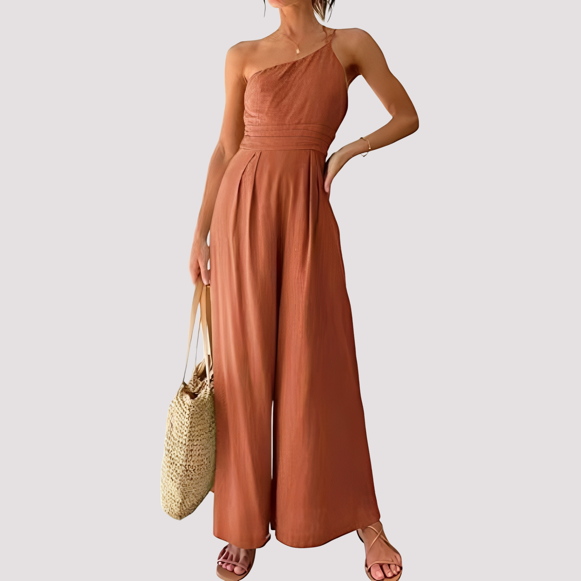 Carla - Trendy one-shoulder wide-leg women's jumpsuit