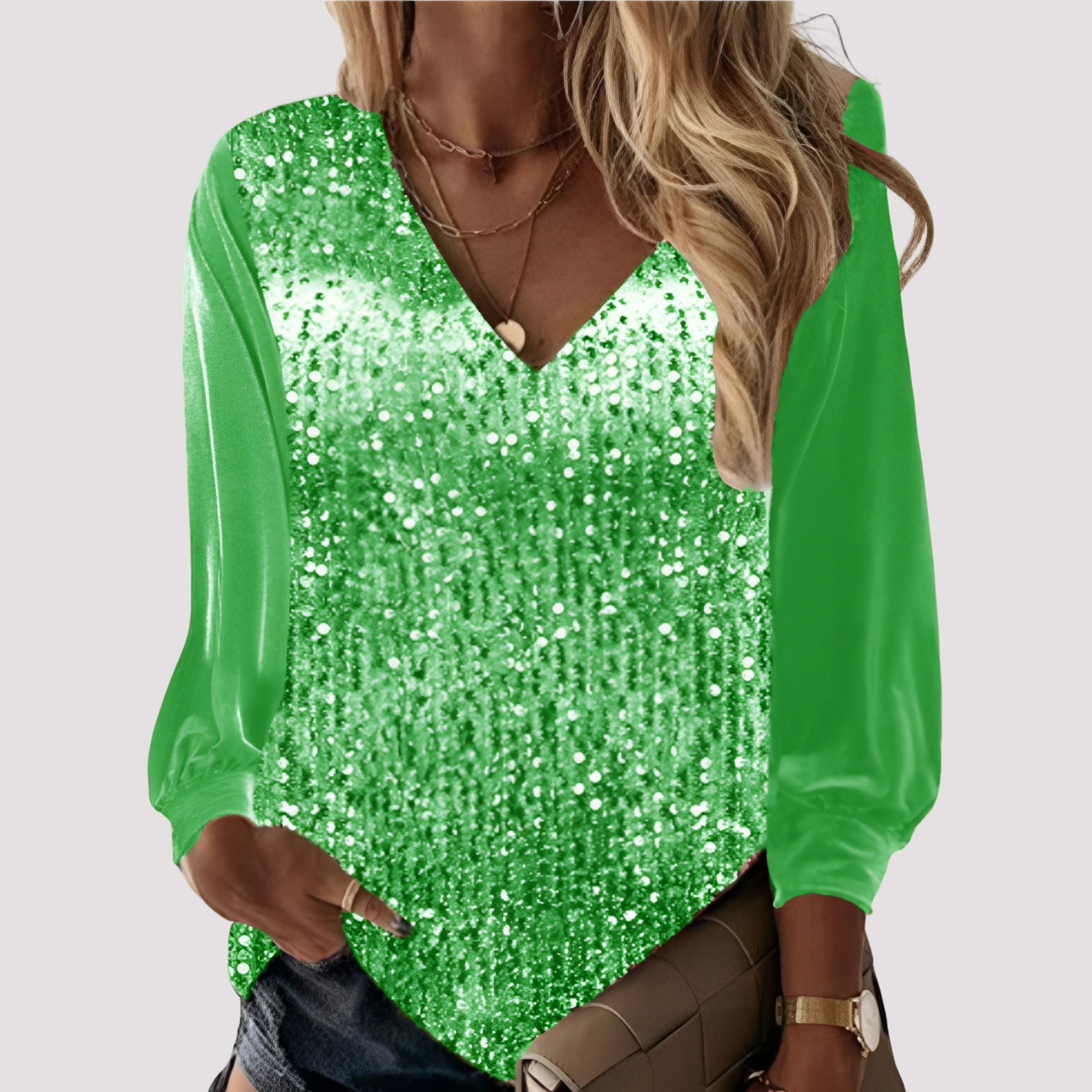 Hazel - Sequined Long-Sleeve Top