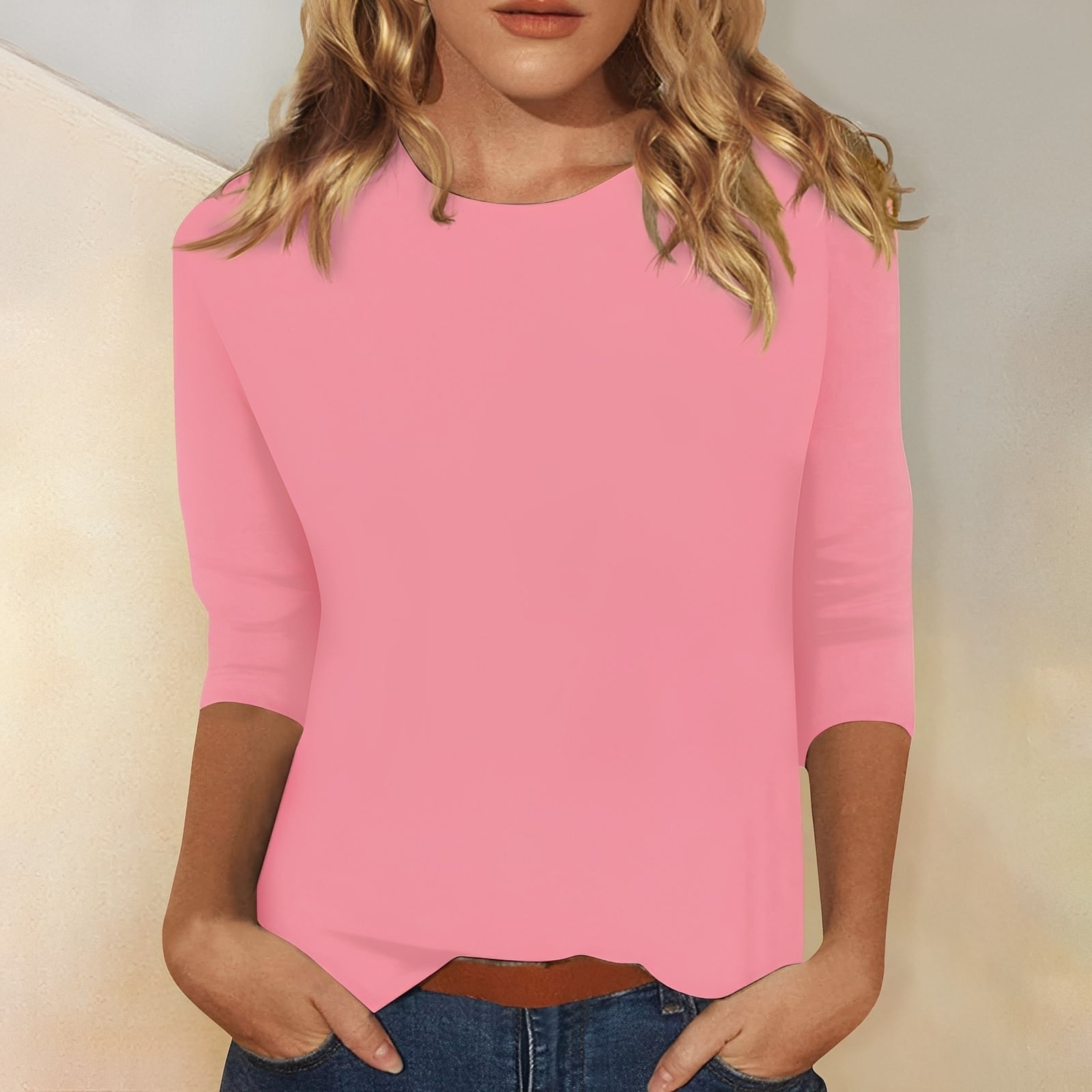 Katherina - Casual long-sleeve shirt with a round neckline for women