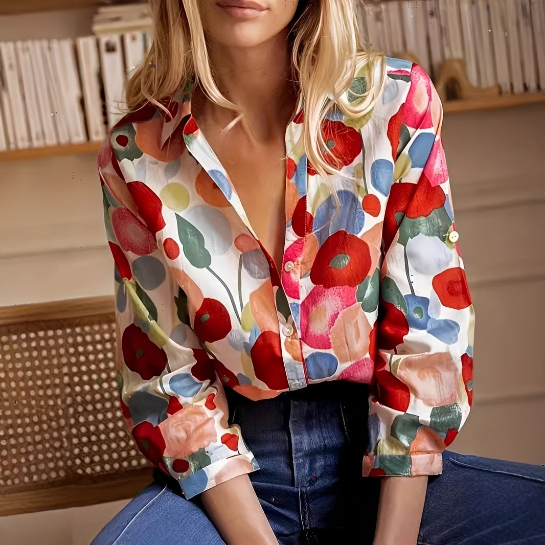 Tina - Elegant Floral Blouse with Long Sleeves