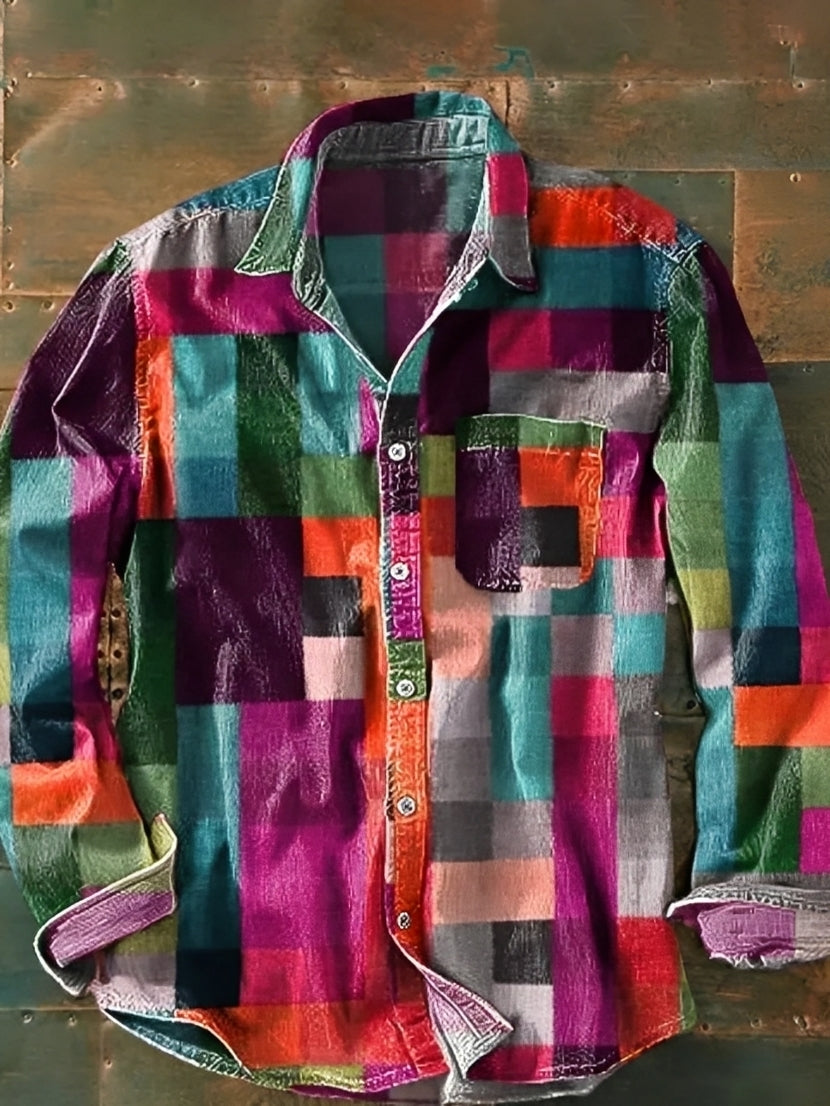 Charles – Men's long-sleeve shirt – Retro and colorful