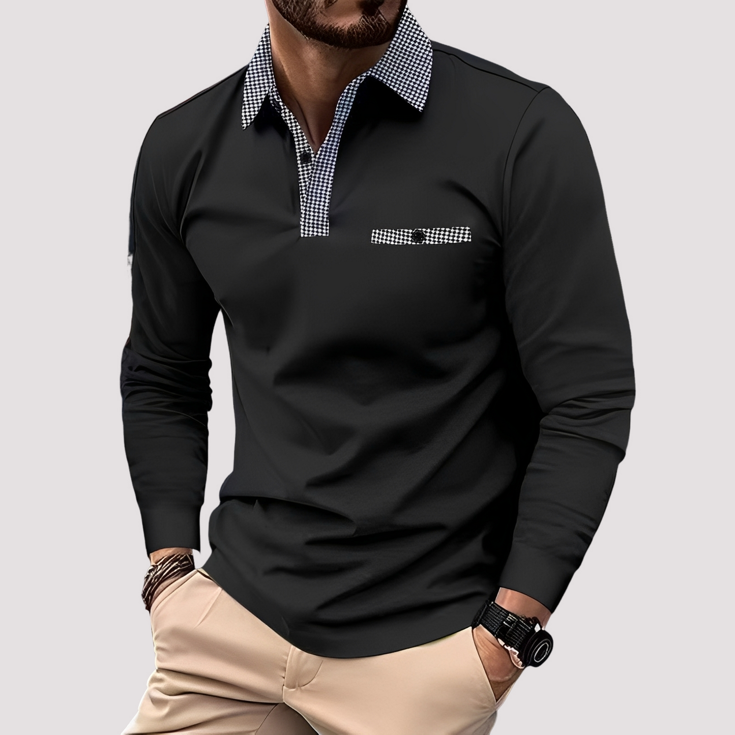 Aidan - Men's stylish long-sleeve polo shirt