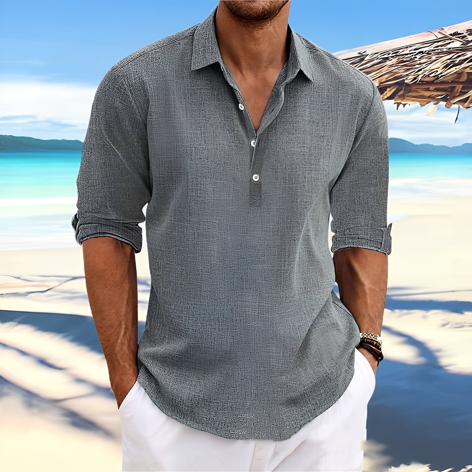 Ricky – Men's long-sleeve shirt – ideal for cozy, warm days