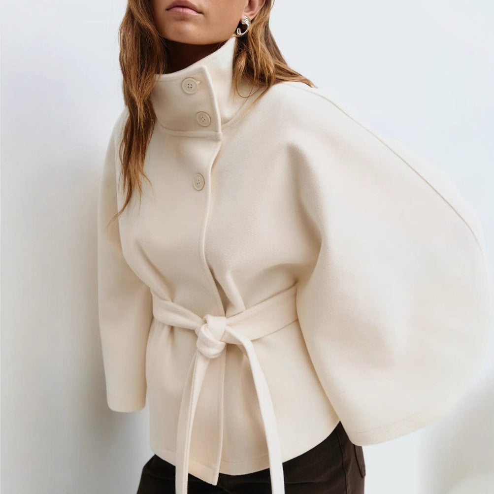 Loraine - Flowing and stitched jacket with belt for ladies