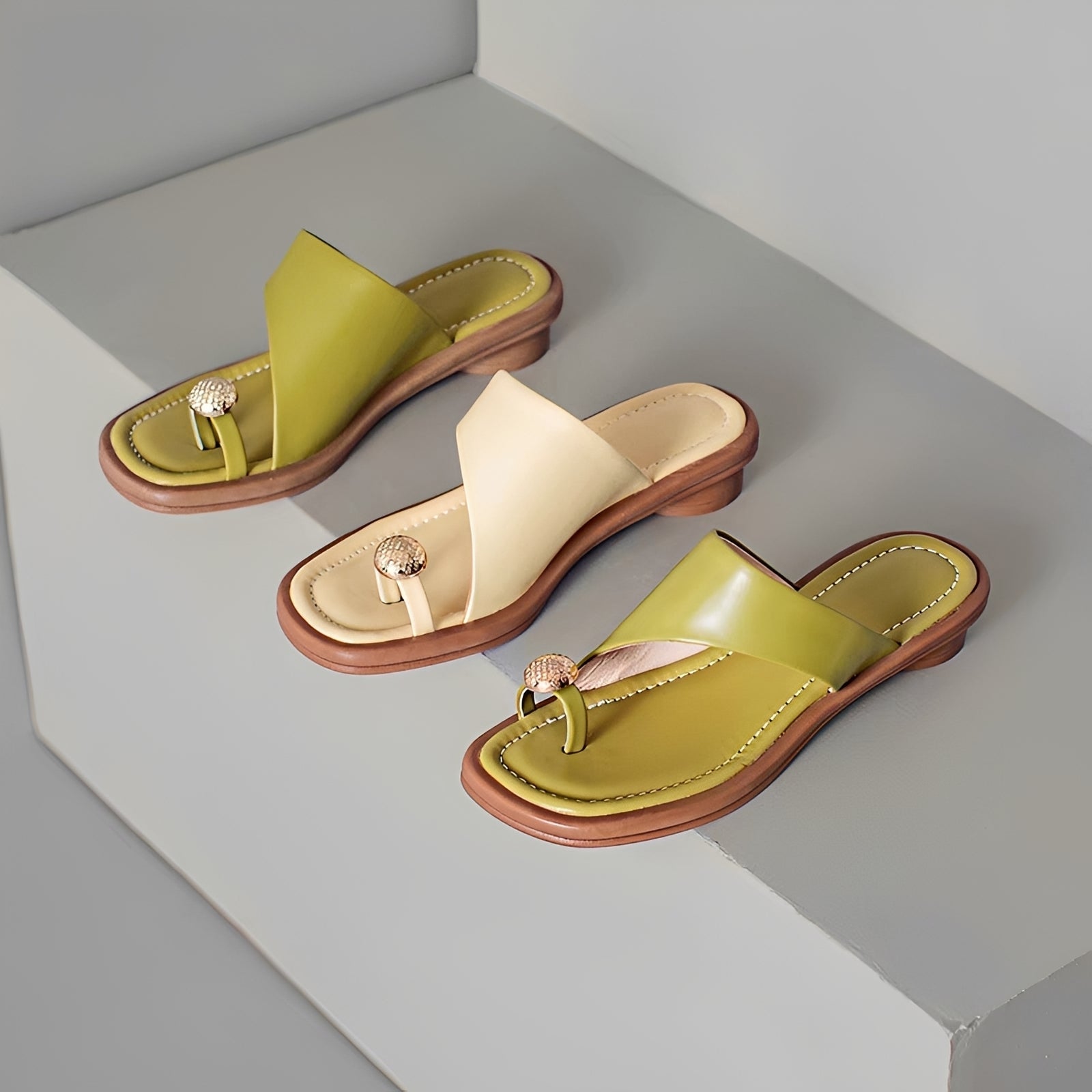 Deanna - Trendy Buckle Toe Slippers