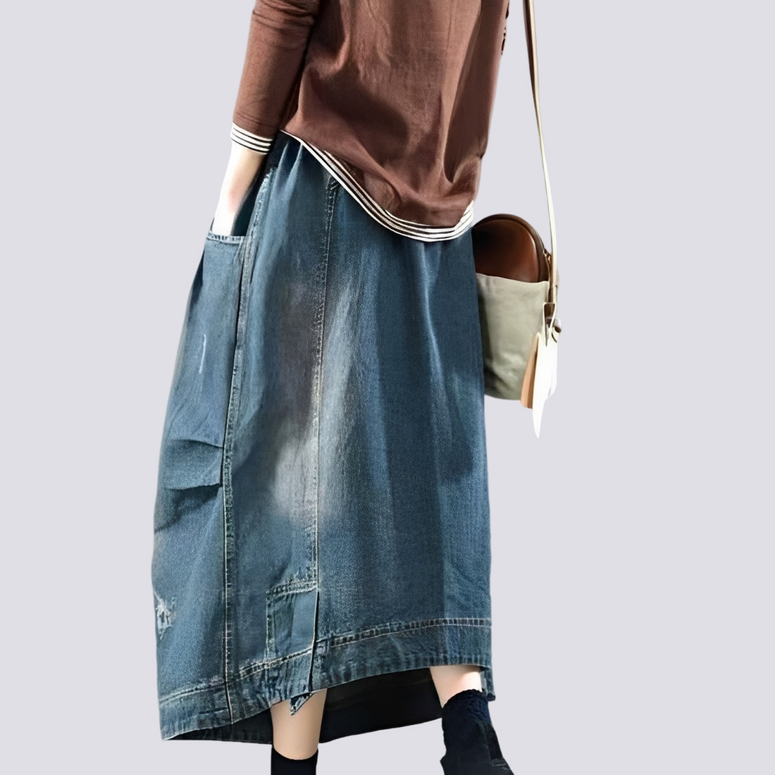 Fiona - Women's timeless patchwork denim skirt