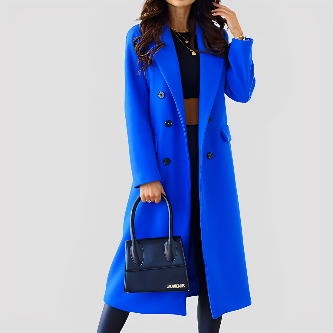 Jasmin - Elegant long coat with double row for ladies