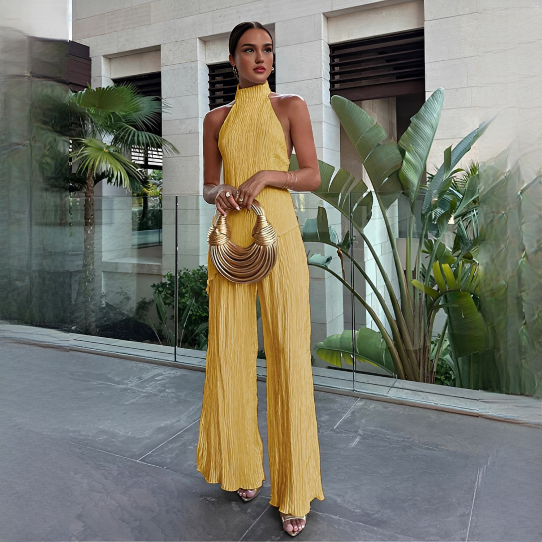 Elvissa - Fashionable set with top and wide-leg pants