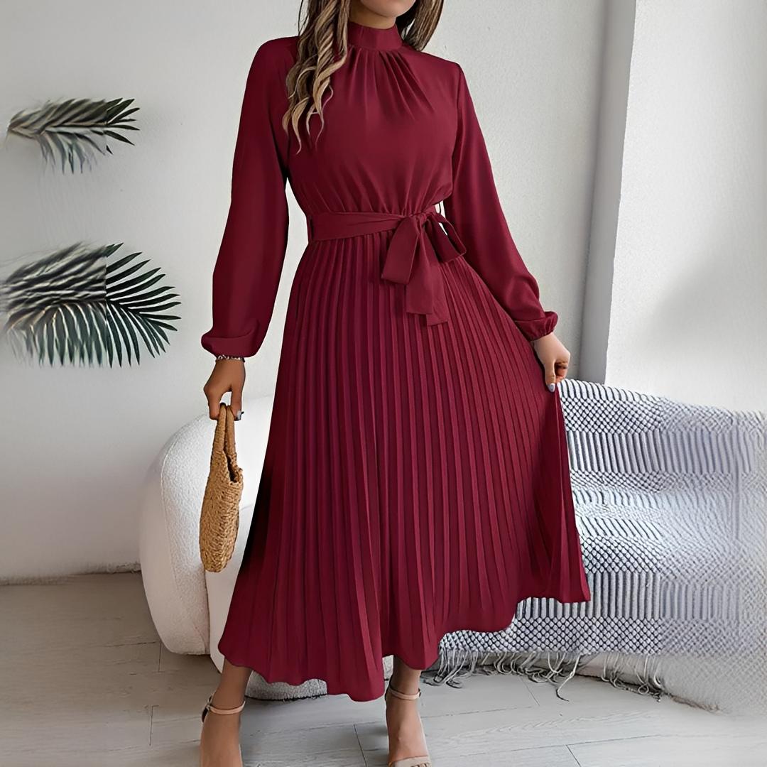 Jessy - Long sleeve pleated dress for women