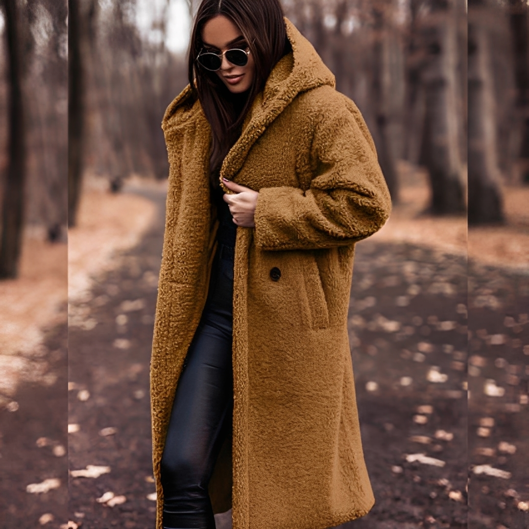 Lucette - Winter coat with faux fur hood for women