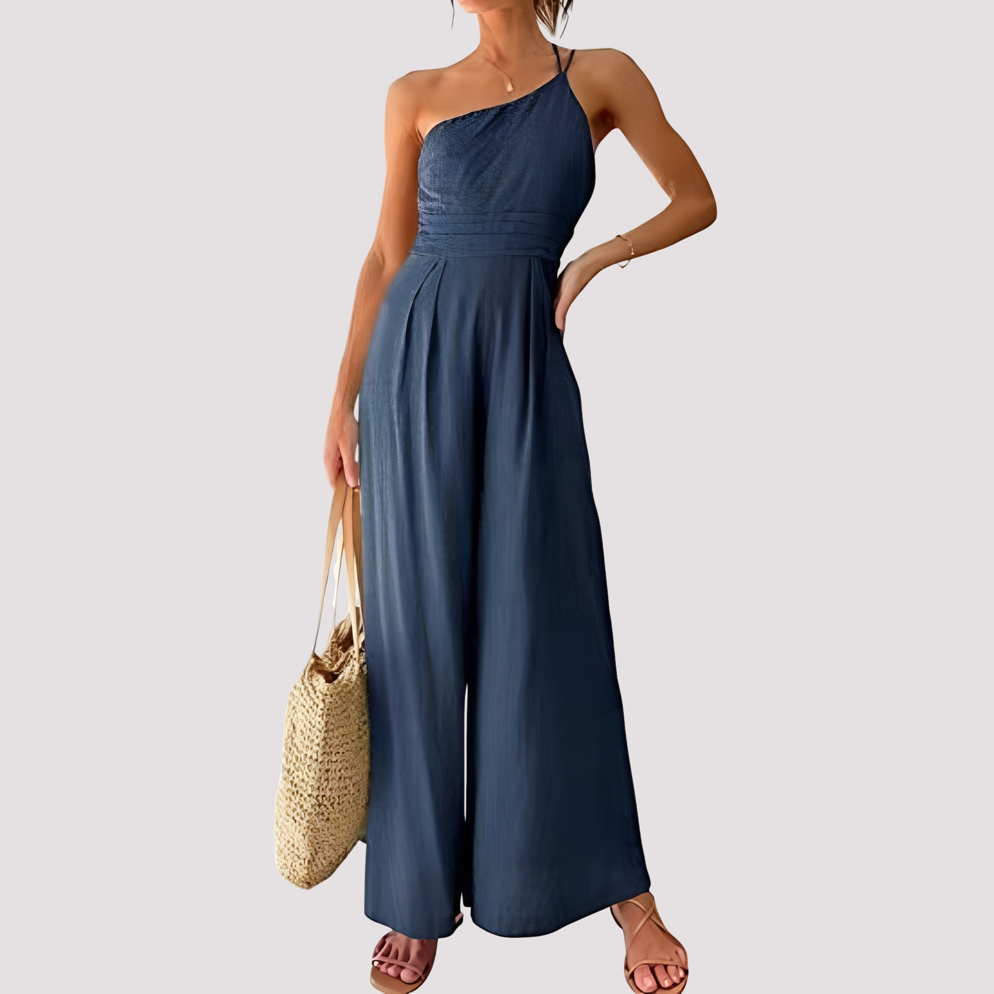 Carla - Trendy one-shoulder wide-leg women's jumpsuit