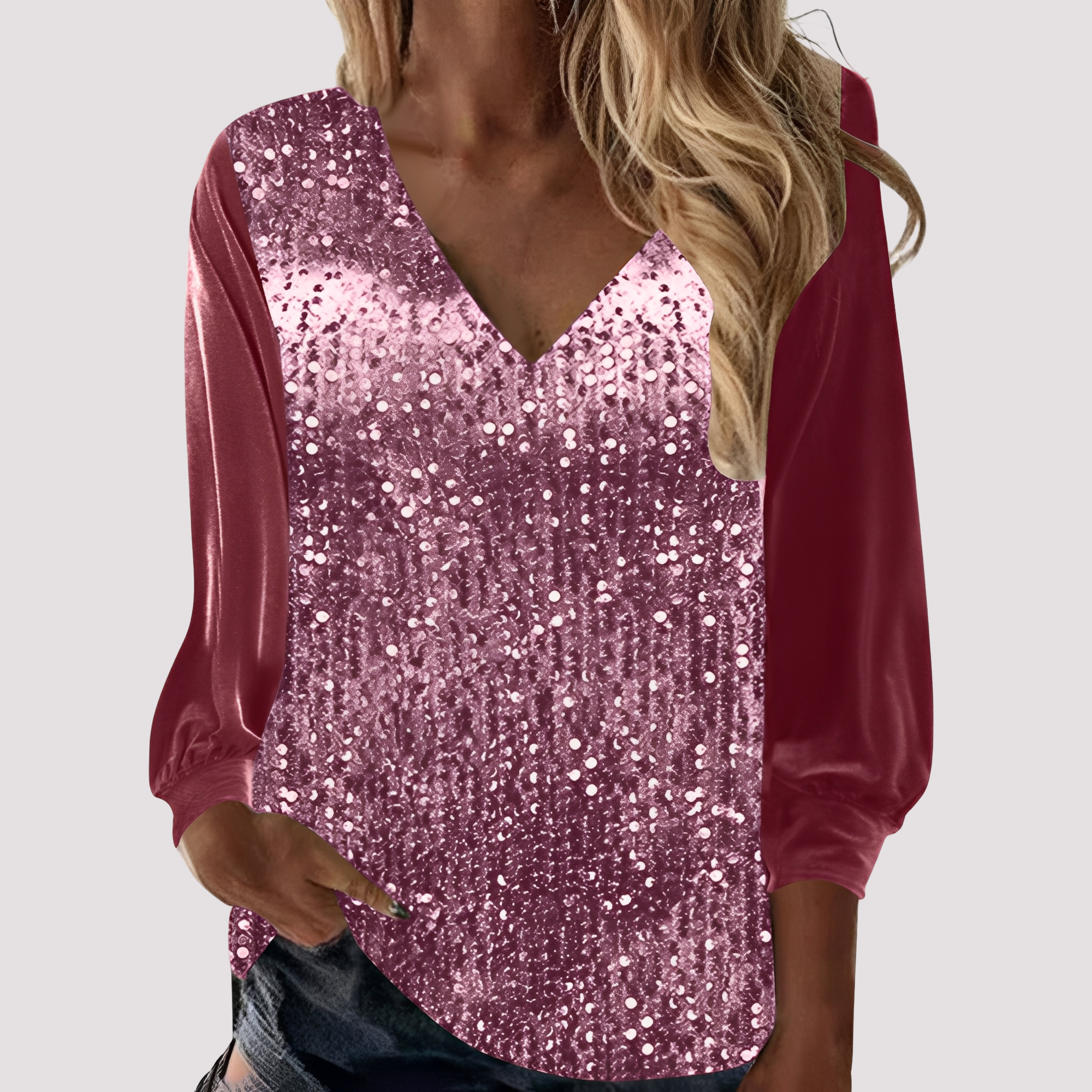 Hazel - Sequined Long-Sleeve Top