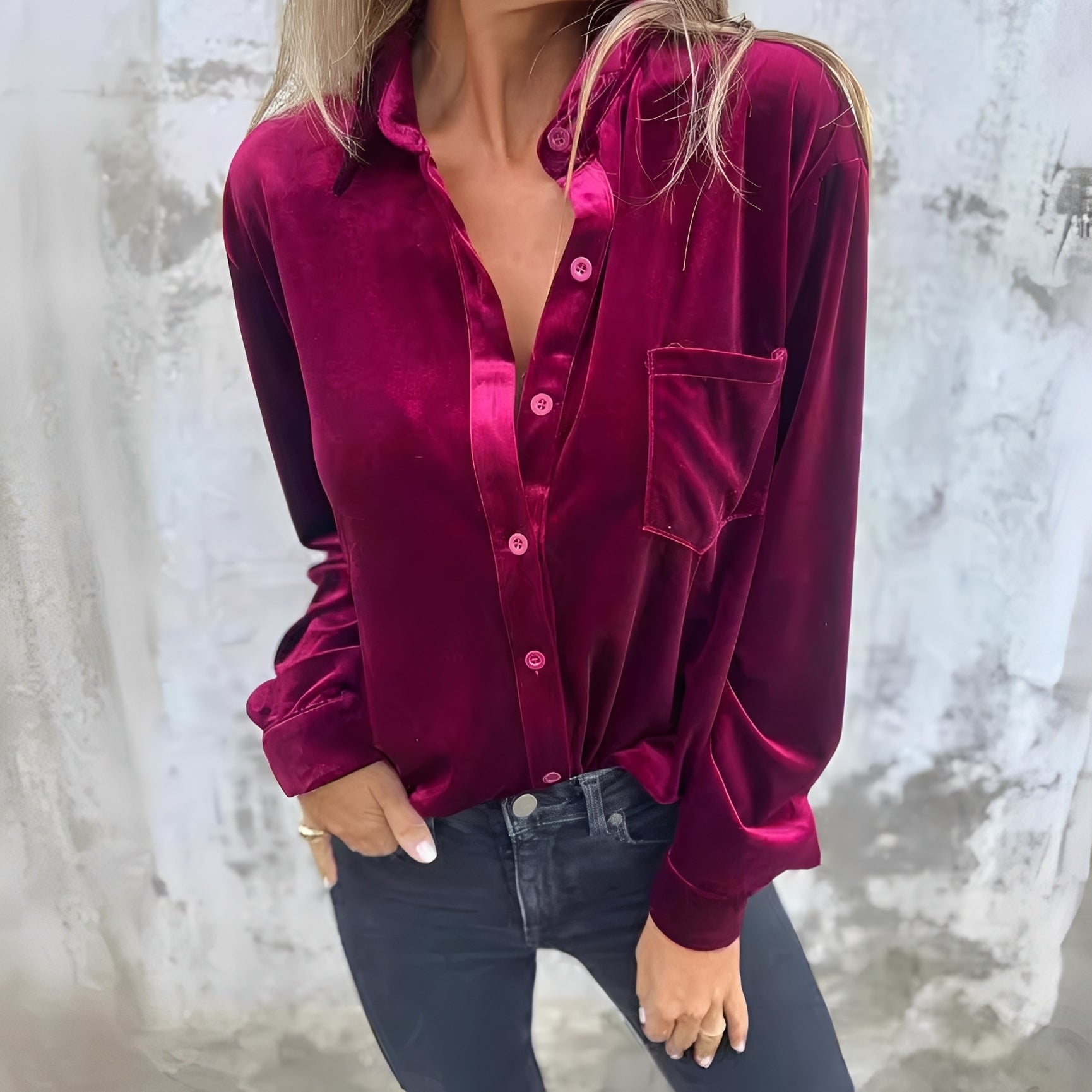 Jessie - Long-Sleeve Button-Up Blouse