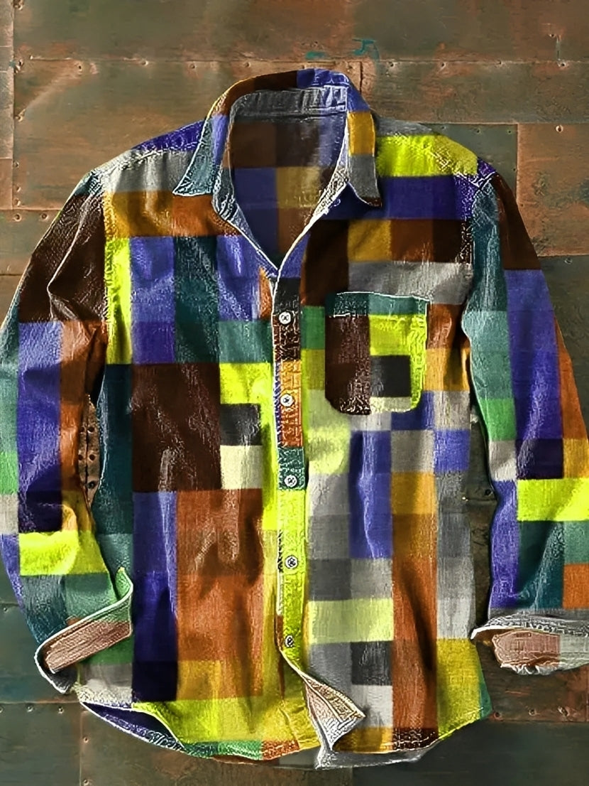 Charles – Men's long-sleeve shirt – Retro and colorful