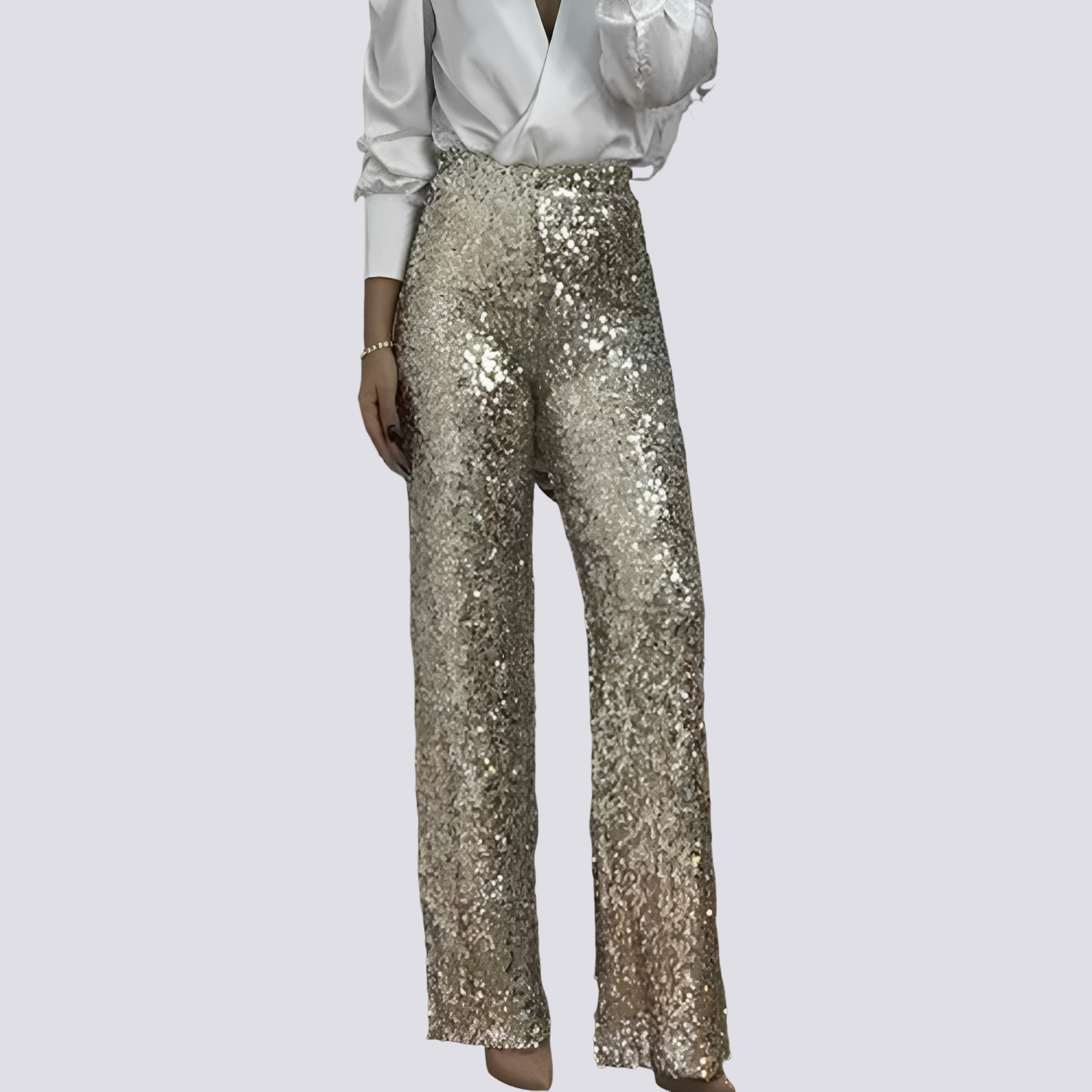 Mandy - High-Waist Sequined Pants