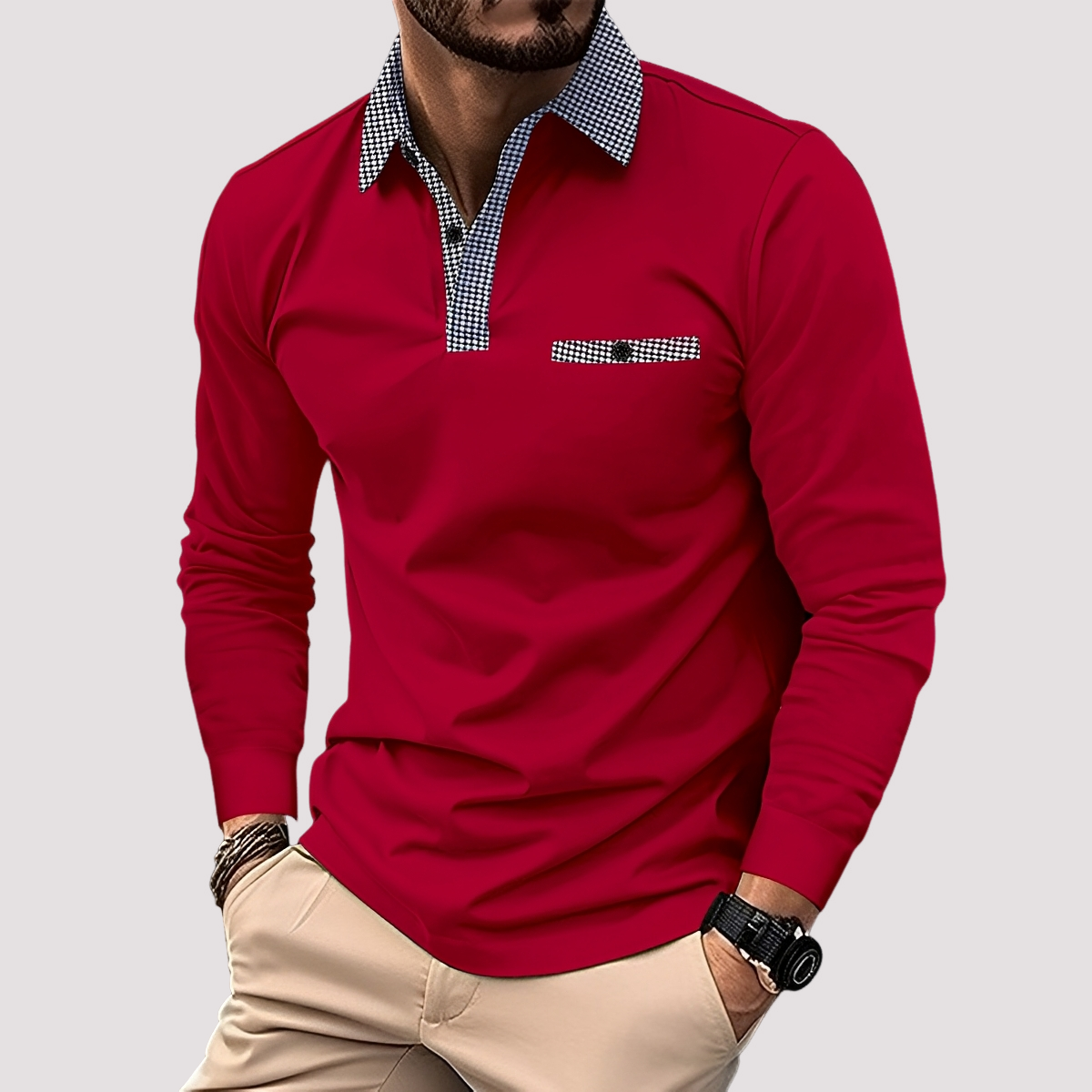 Aidan - Men's stylish long-sleeve polo shirt