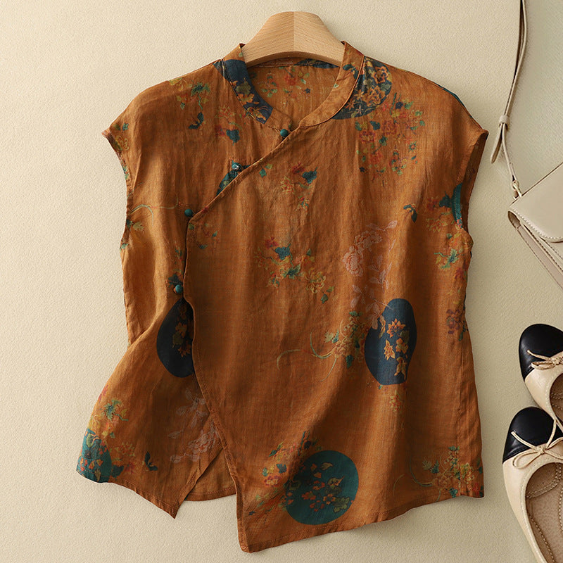 Diana - Sleeveless Floral Design Top