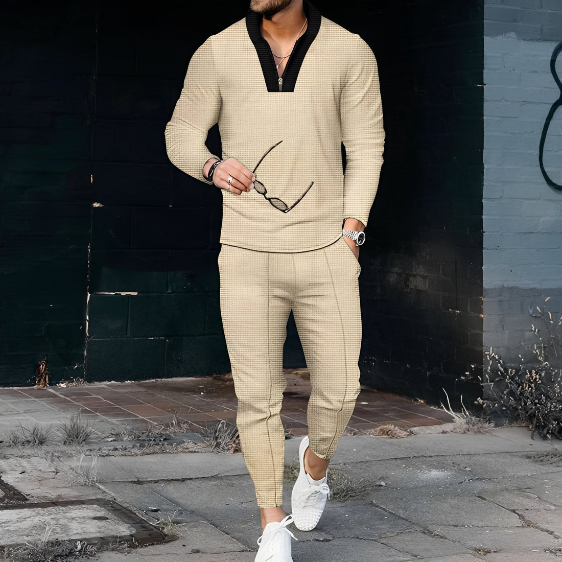 Andrew - Men's stylish tracksuit with waffle pattern