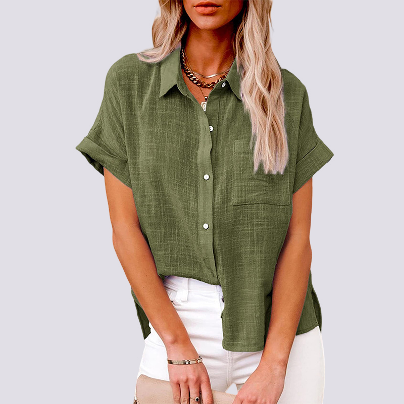 Nicole - Short Sleeve Blouse with Pockets