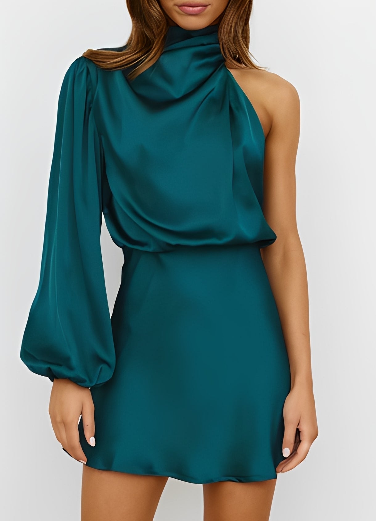 Sammy - Stylish Long-sleeve One-Shoulder Dress