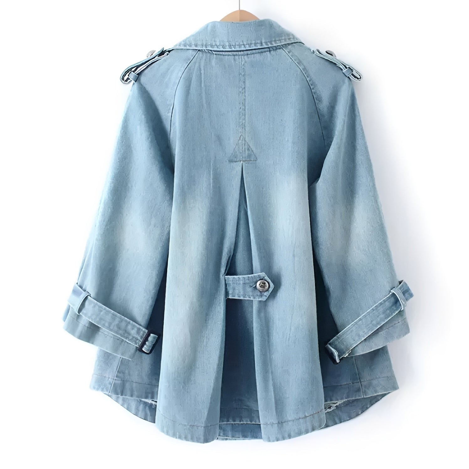 Faye - Trendy Cape Jacket in Denim