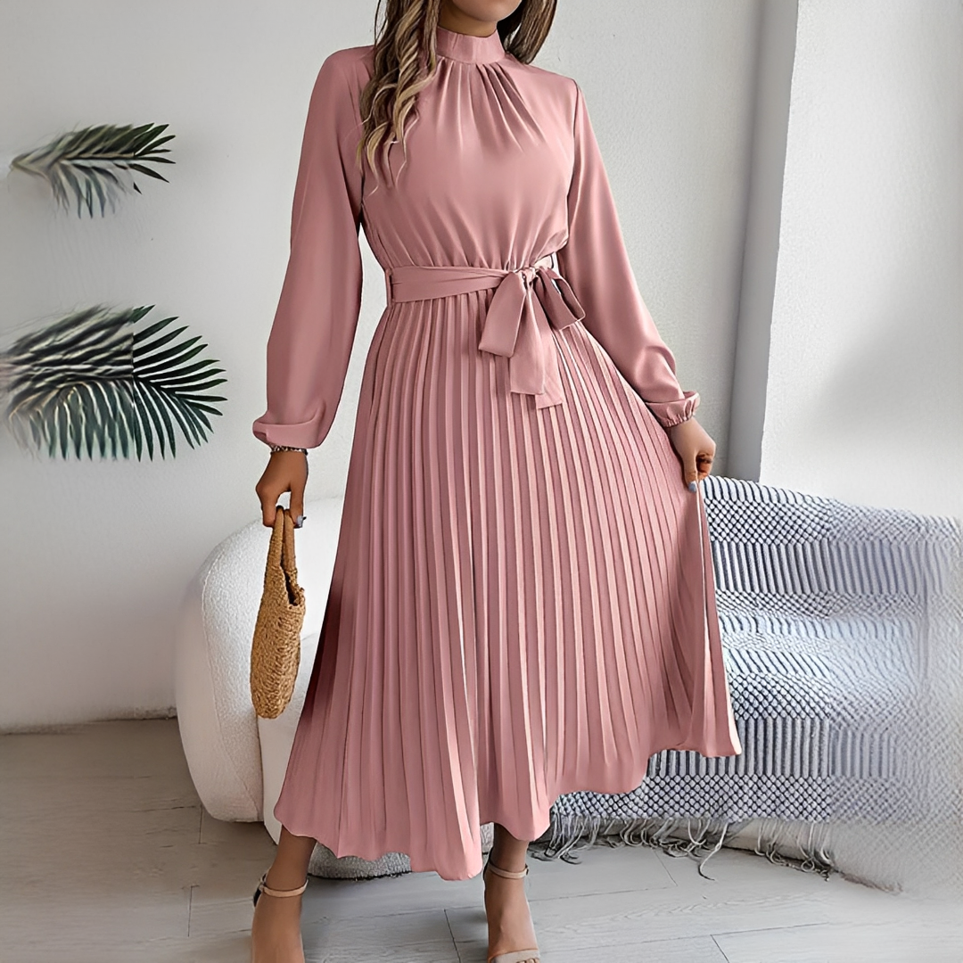 Jessy - Long sleeve pleated dress for women