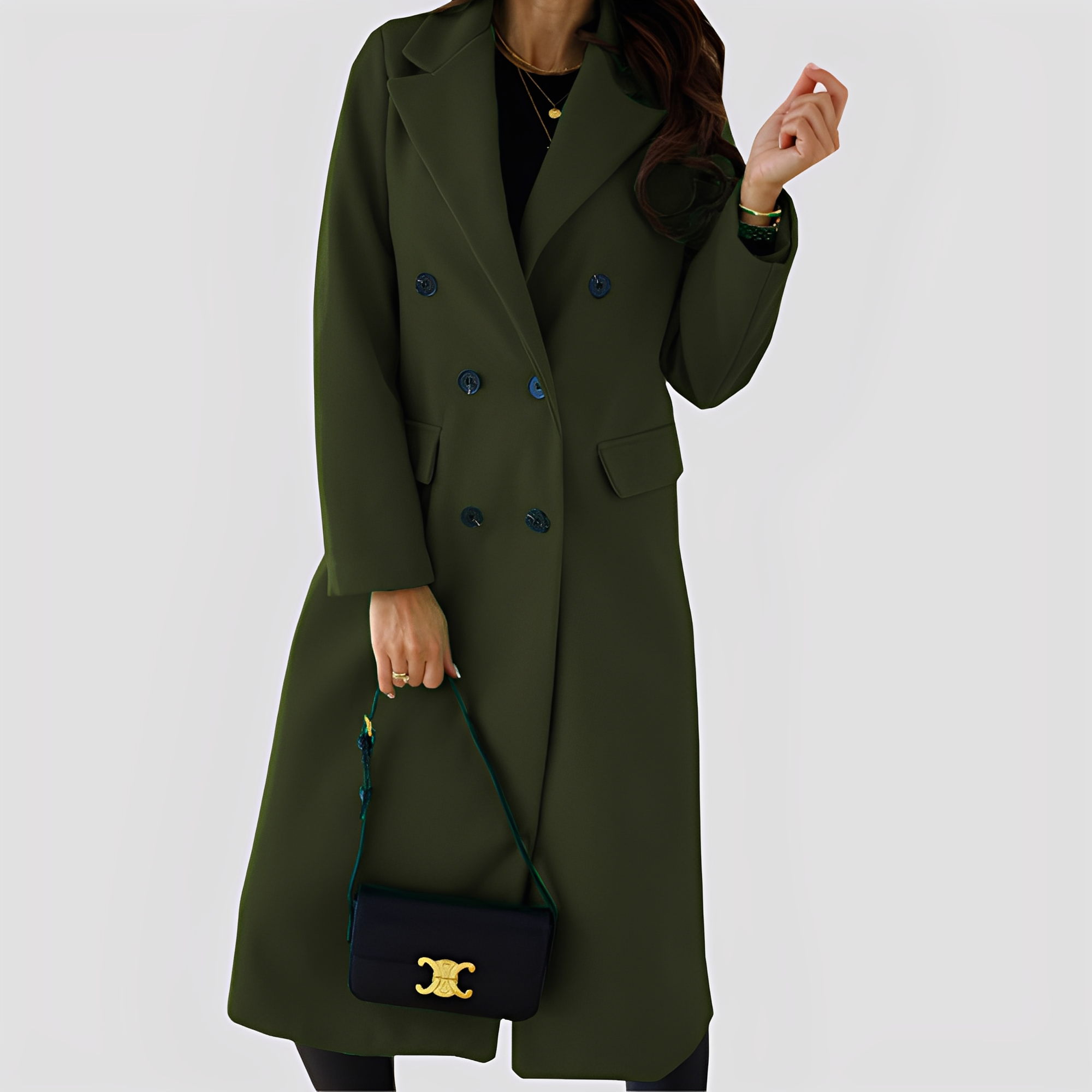 Jasmin - Elegant long coat with double row for ladies
