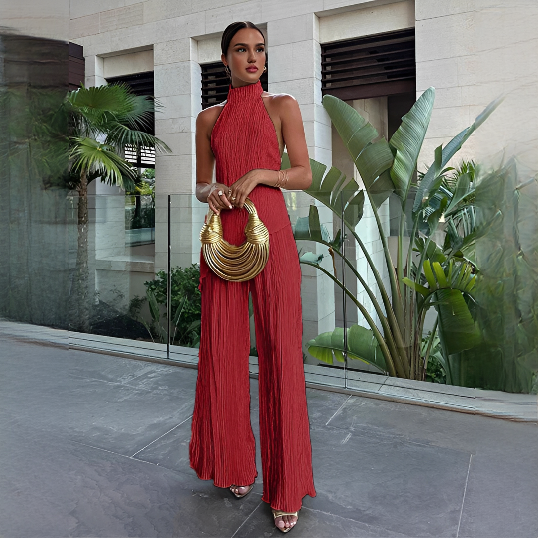 Elvissa - Fashionable set with top and wide-leg pants