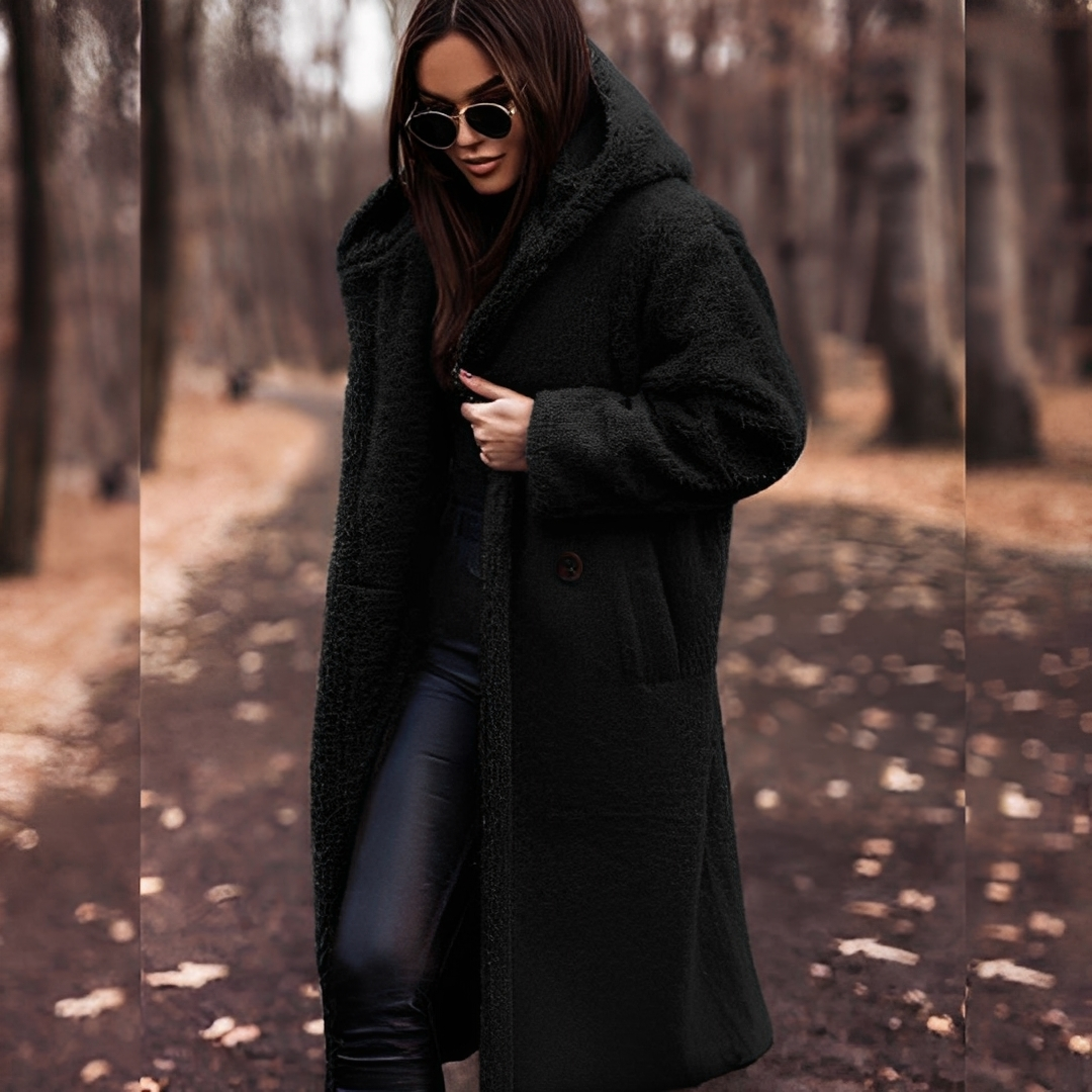 Lucette - Winter coat with faux fur hood for women